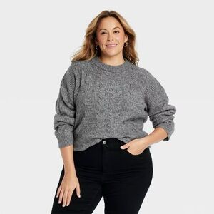 Ava & Viv Gray Women's Crew Neck Sweater